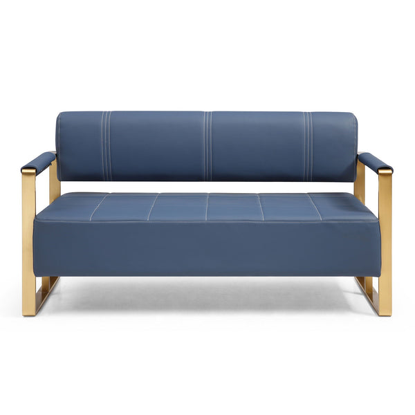 Modern Upholstery Accent Loveseat Sofa For Living Room 2 Seater With Metal Arms