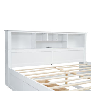 Platform Bed With Multi Storage Headboard, USB And Drawers