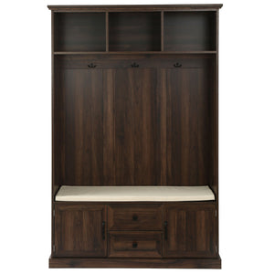 Hall Tree With 3 Hooks, Coat Hanger, Entryway Bench, Storage Bench, 3 In 1 Design
