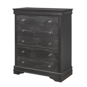 Shaker - 5 Pieces Bedroom Set With Crystal Inspired Tufted Headboard And LED Lighting