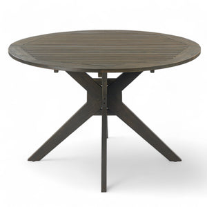 Stanford Outdoor Round Acacia Wood Dining Table with X Base
