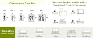 Queen Size Memory Foam Mattress, 10 Inch Bed Mattress, with Cooling