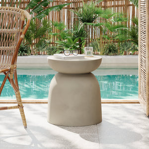 Outdoor Round Top MGO Drum Side Table