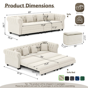 Chesterfield 3-in-1 Pull-Out Sofa Bed