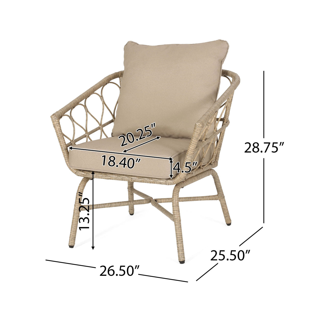 Bruce - Outdoor Club Chair Set With Water Resistant Cushions Rattan And Iron - Brown - Best Buy Furniture