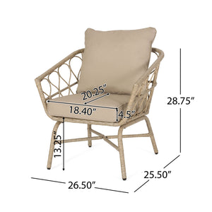 Bruce - Outdoor Club Chair Set With Water Resistant Cushions Rattan And Iron - Brown - Best Buy Furniture