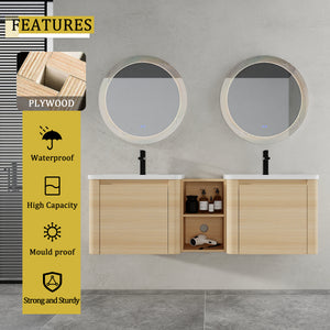 60'' Wall-Mounted Bathroom Vanity with Storage