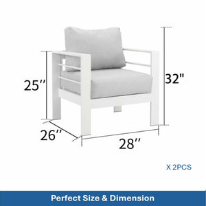 Modern All-Weather Patio Armchairs & Thick Cushions (Set of 2)