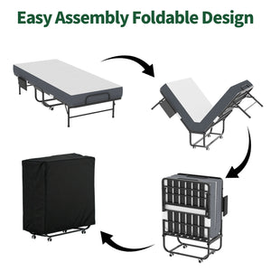 75 Inch Folding Bed with 5" Memory Foam Mattress