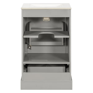 Bathroom Vanity With Sink, Soft Close Door, Adjustable U-Shaped Shelf
