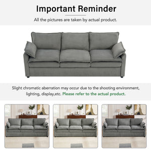 Modern 3 Seater Sofa With Side Storage Pockets For Living Room