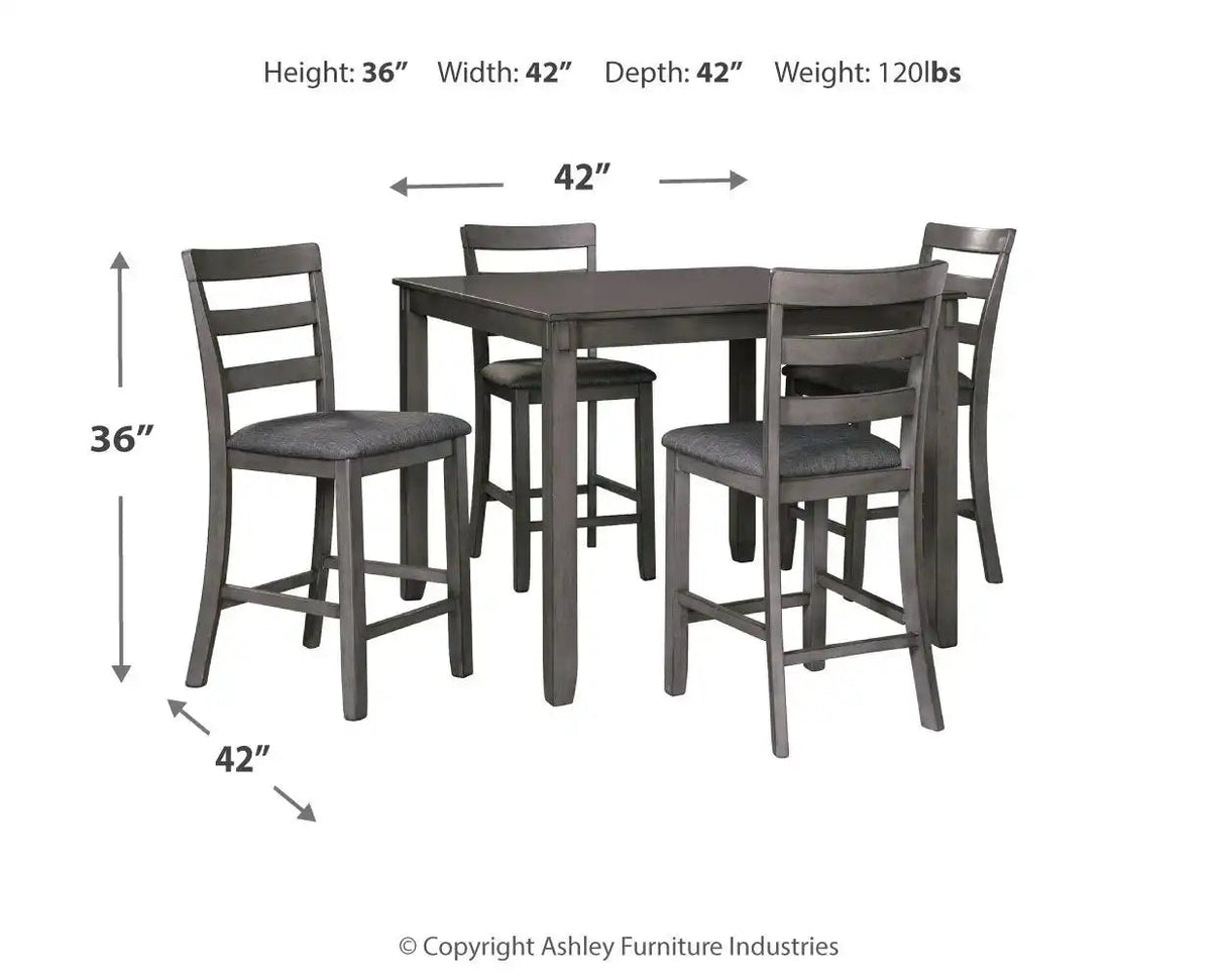 Bridson - Square Counter TBL Set (Set of 5) - Gray - Best Buy Furniture