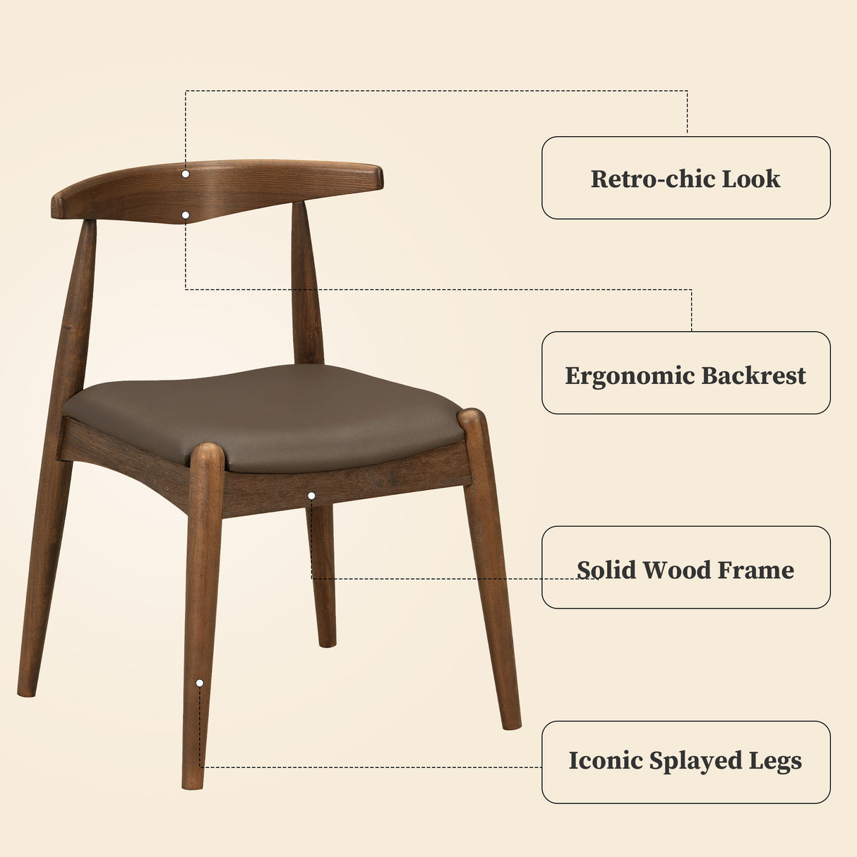 5 Piece Dining Set With 1 Table And 4 Upholstered Chairs - Brown / Walnut
