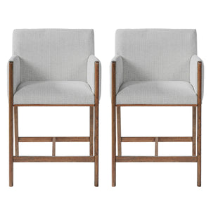 24'' Seat Height Upholstered Counter Stools with Arms for Kitchen Island/Dining Room, Set of 2