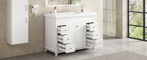 48" Bathroom Vanity with Resin Sink, Soft-Close Drawers & Shelves