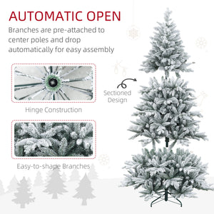 HOMCOM 7ft Snow Flocked Artificial Christmas Tree