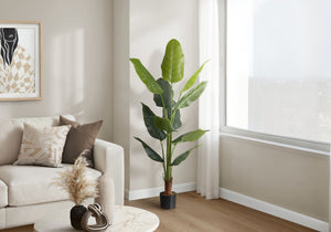 59" Tall, Artificial Plant, Strelitzia Tree, Indoor, Faux, Fake, Floor, Greenery, Potted, Real Touch, Decorative - Green / Black - Best Buy Furniture