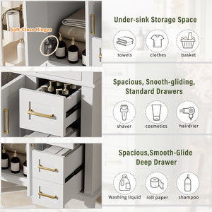 30" Bathroom Vanity with Ceramic Sink and Modern Storage Cabinet