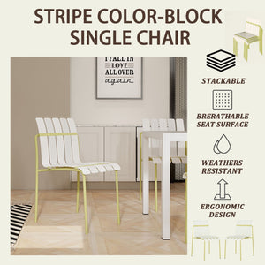 4 Piece Set Of Modern Color Block Designed Single Chairs With Round Table