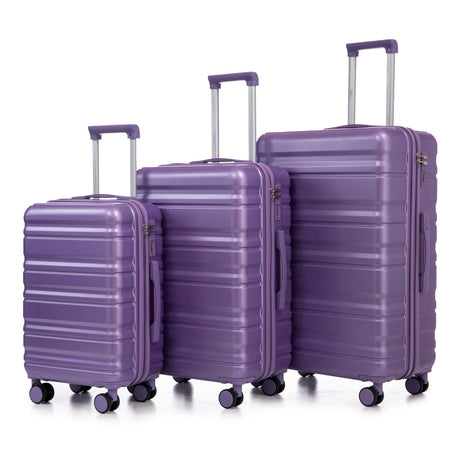 HIFINE-TOURIST-20'/24'/28'-3-pcs/set-in-ABS-Spinner-Wheel-Luggage-(Purple)-Luggage-Sets