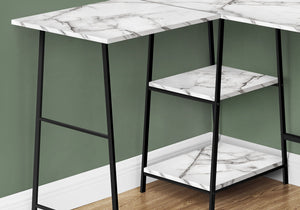 Computer Desk, Home Office, Corner, Storage Shelves, L Shape, Work, Laptop, Marble Look Laminate, Contemporary, Modern - Best Buy Furniture