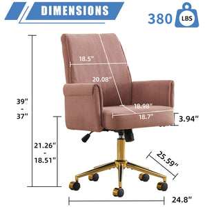 Mid-Back Liftable Office Chair in Light Pink