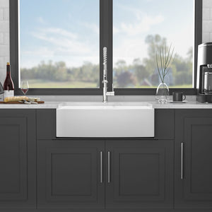 Sink 33" Double Bowl 60 / 40 Kitchen Sink With Deep Basin And Grids - White