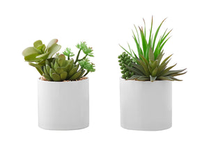 7" Tall, Artificial Plant, Succulent, Indoor, Faux, Fake, Table, Greenery, Potted, Decorative (Set of 2) - Green / White - Best Buy Furniture