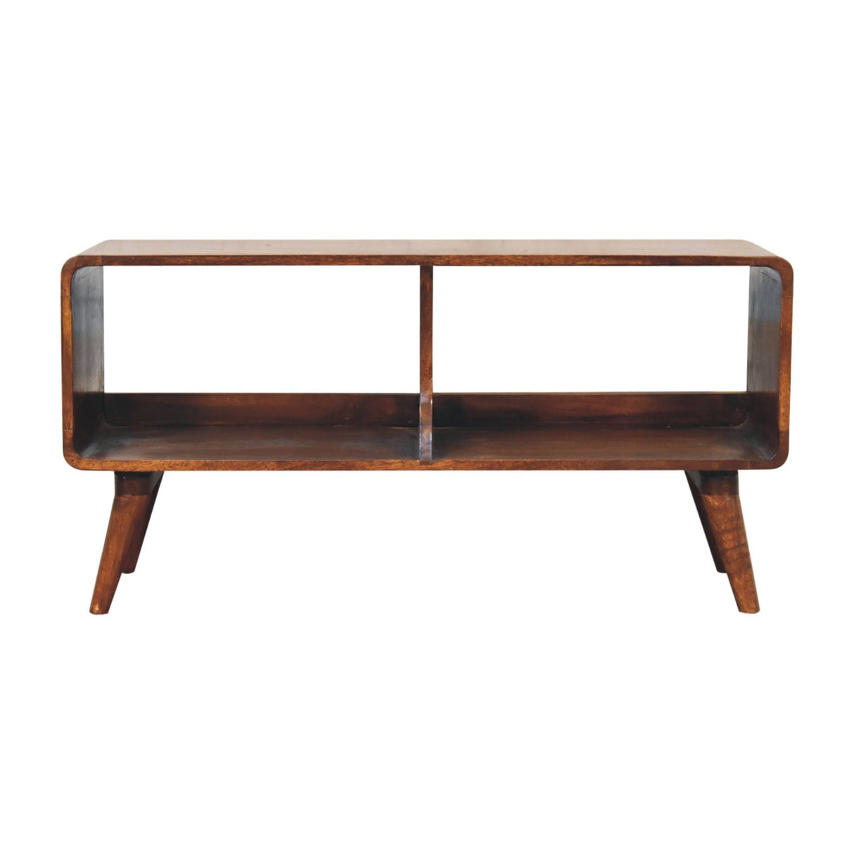 Solid Wood Curved Chestnut Media Unit