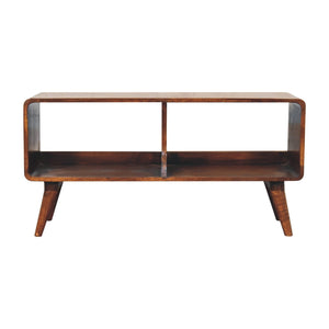 Solid Wood Curved Chestnut Media Unit