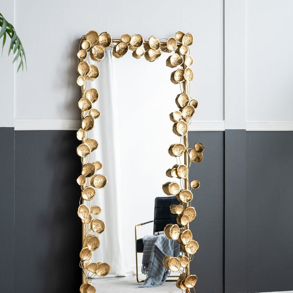 Full Length Mirror with Gold Leaf Accents