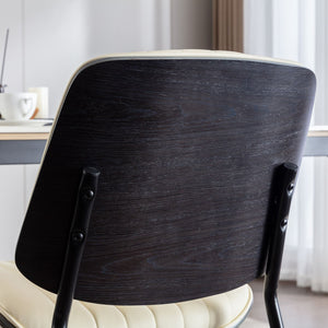 Dining Chairs (Set of 2) Mid-Century Modern Retro Chair With Walnut Bentwood Back Upholstered Seat Metal Legs Adjustable Foot For Kitchen Dining Room Chairs