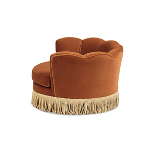 Clara 34.5" Scalloped Pet Sofa Bed, Medium, Burnt