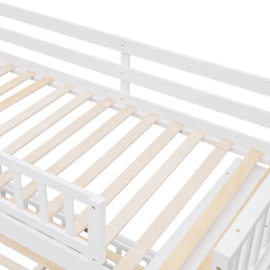 Bunk Bed With 6 Drawers And Flexible Shelves, Bottom Bed With Wheels