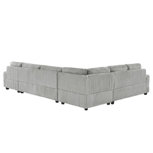 U - Shaped Sectional Sofa With Chaise Lounge, Oversized Living Room Sofa - Gray