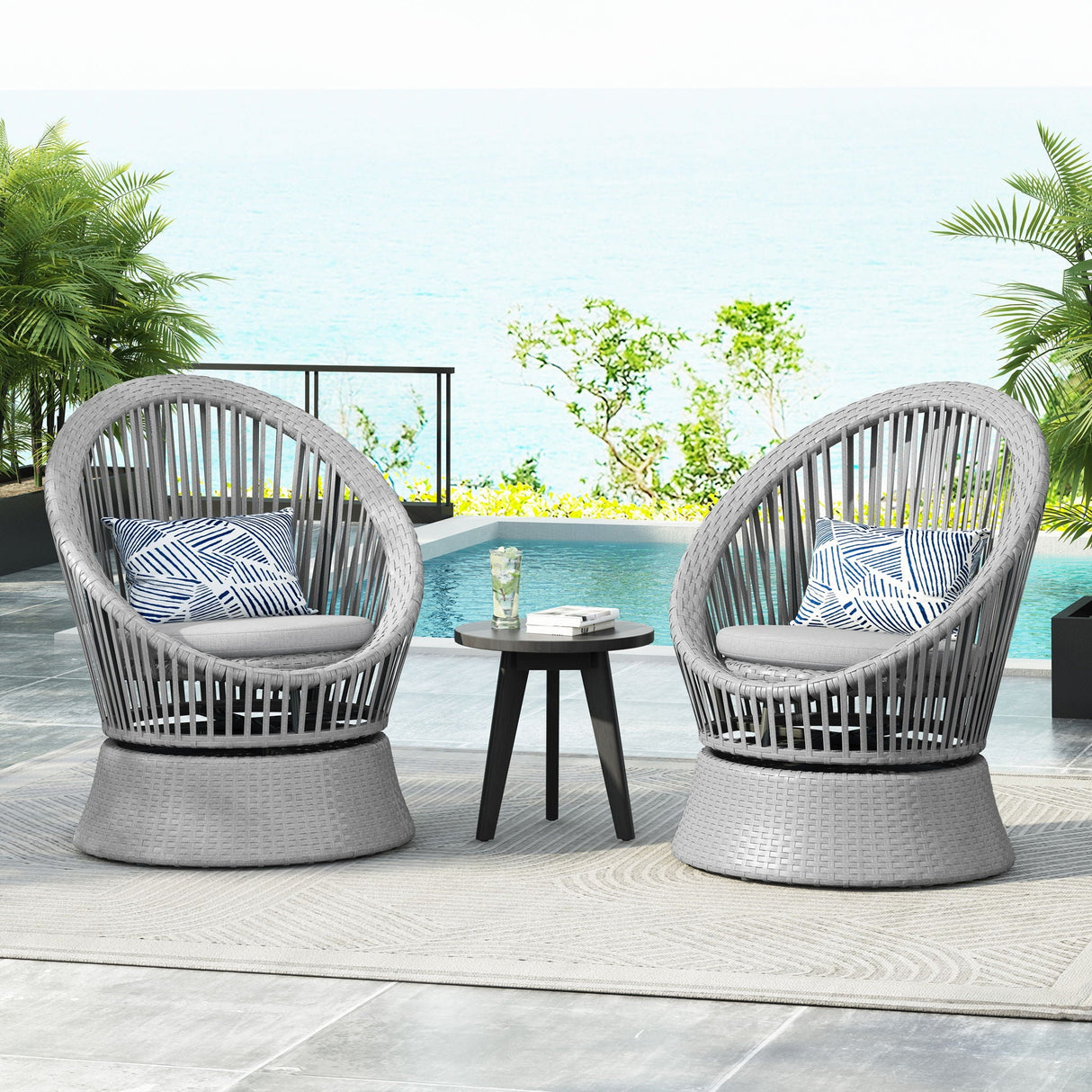 Modern Swivel Wicker Lounge Chair With Round Design - Best Buy Furniture
