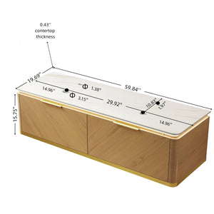 DIPA 60" Wall-Mounted Carrara Bathroom Vanity