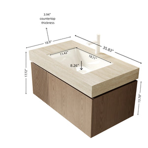 MURI 36" Bathroom Vanity & Sink with Floating Plywood Storage Cabinet