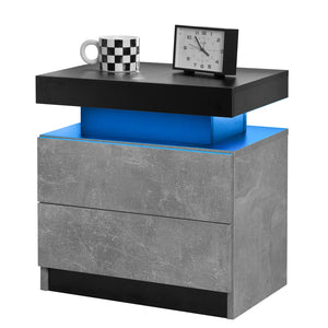 Modern LED Nightstand with 2 Drawers for Bedroom