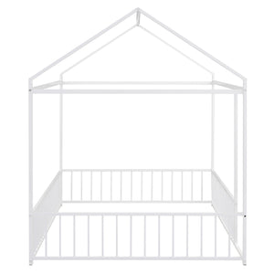 Metal Bed House Bed Frame With Fence