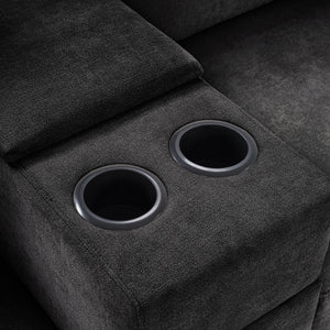 Modular 5 Seat U-Shape Sectional Sofa With Chaise Lounge, Built In Cup Holders And Storage Drawer