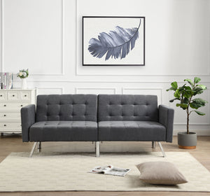 Sofa Bed Convertible Folding Lounge Couch Loveseat Sleeper Sofa Armrests - Dark Gray
