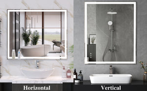 LED Bathroom Vanity Mirror Wall Mounted Adjustable / Warm / Natural Lights Anti-Fog Touch Switch With Memory Modern Smart Large Bathroom Mirrors