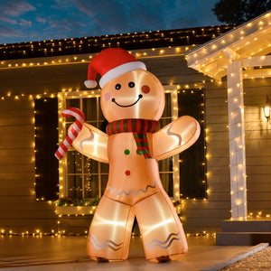 HOMCOM 8ft Christmas Inflatable Gingerbread Man Decoration