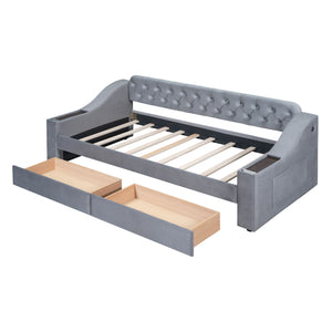 Upholstered Daybed With Storage Armrests And USB Port