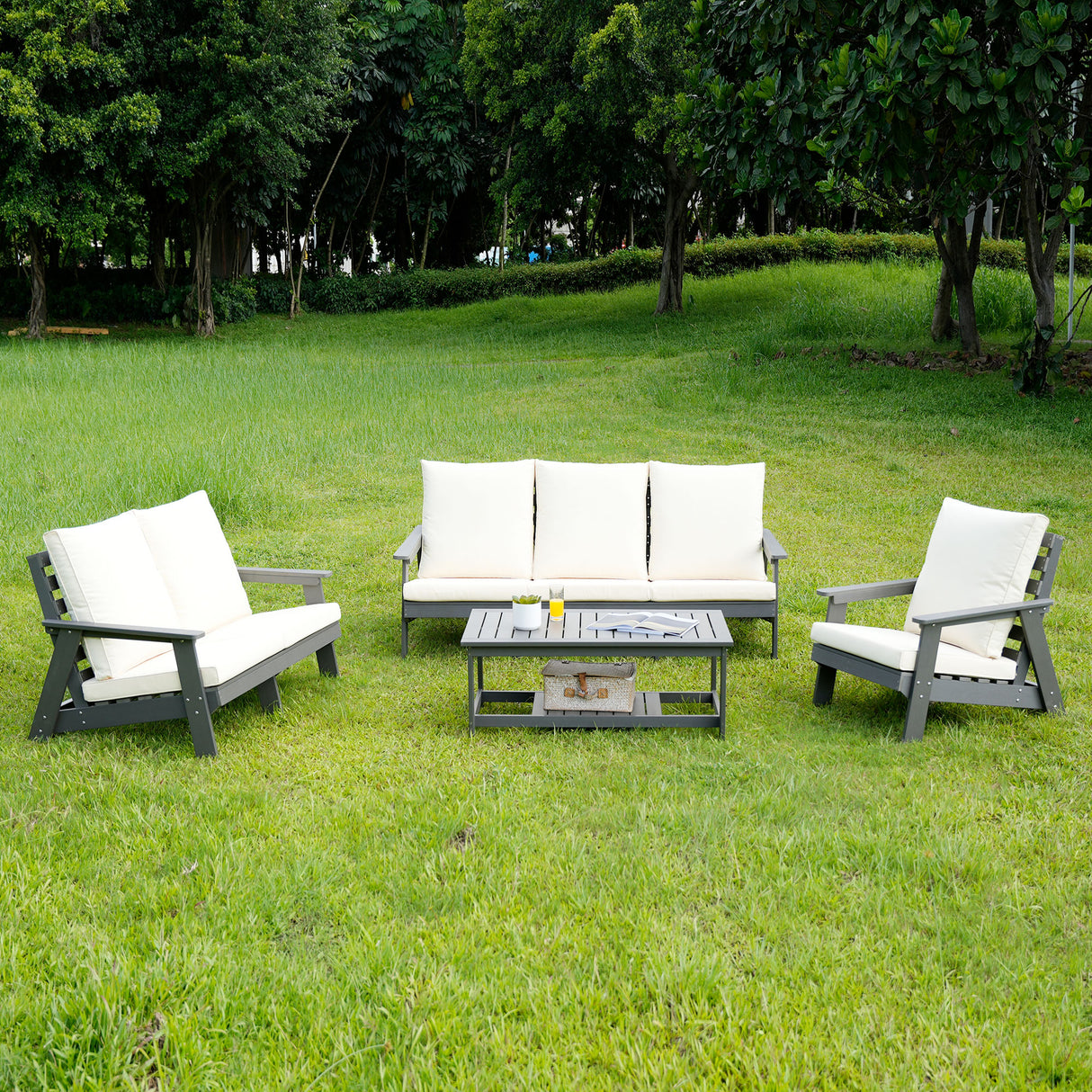 HIPS 3 Seater Outdoor Garden Sofa with Cushion