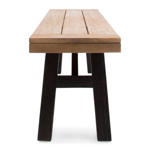 Outdoor Bench With Slat Panel Design And Acacia Wood Frame