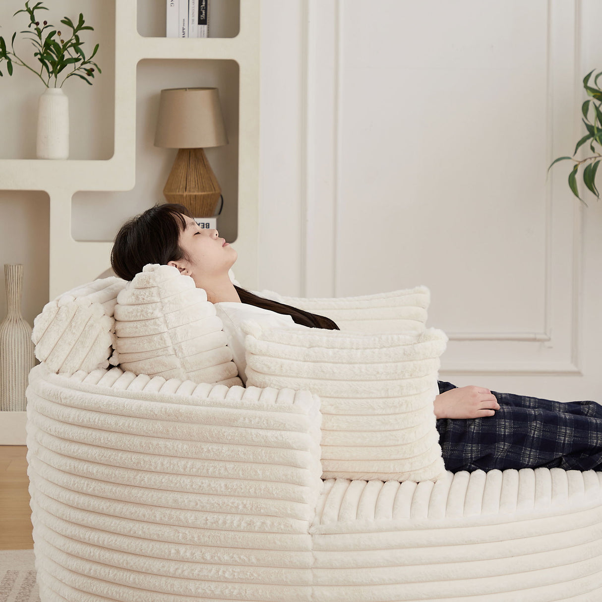 Modern Single Sofa With Backrest Pillow For Living Room