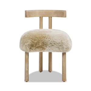 Arden 19.5" Genuine Sheepskin Fur Split Back Dining Chair