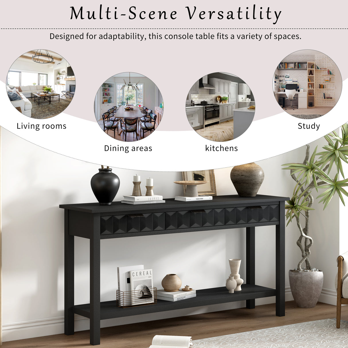 U_Style 58.3'' Fir Veneer Entryway Table